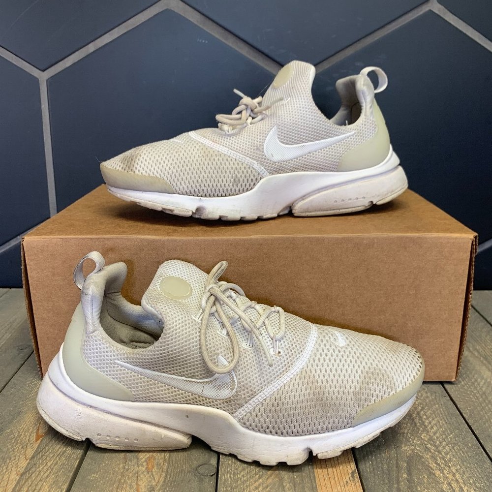 ~Used W/O Box! Womens Nike Air Presto White Flyknit Lace up Trainer Sneaker Size